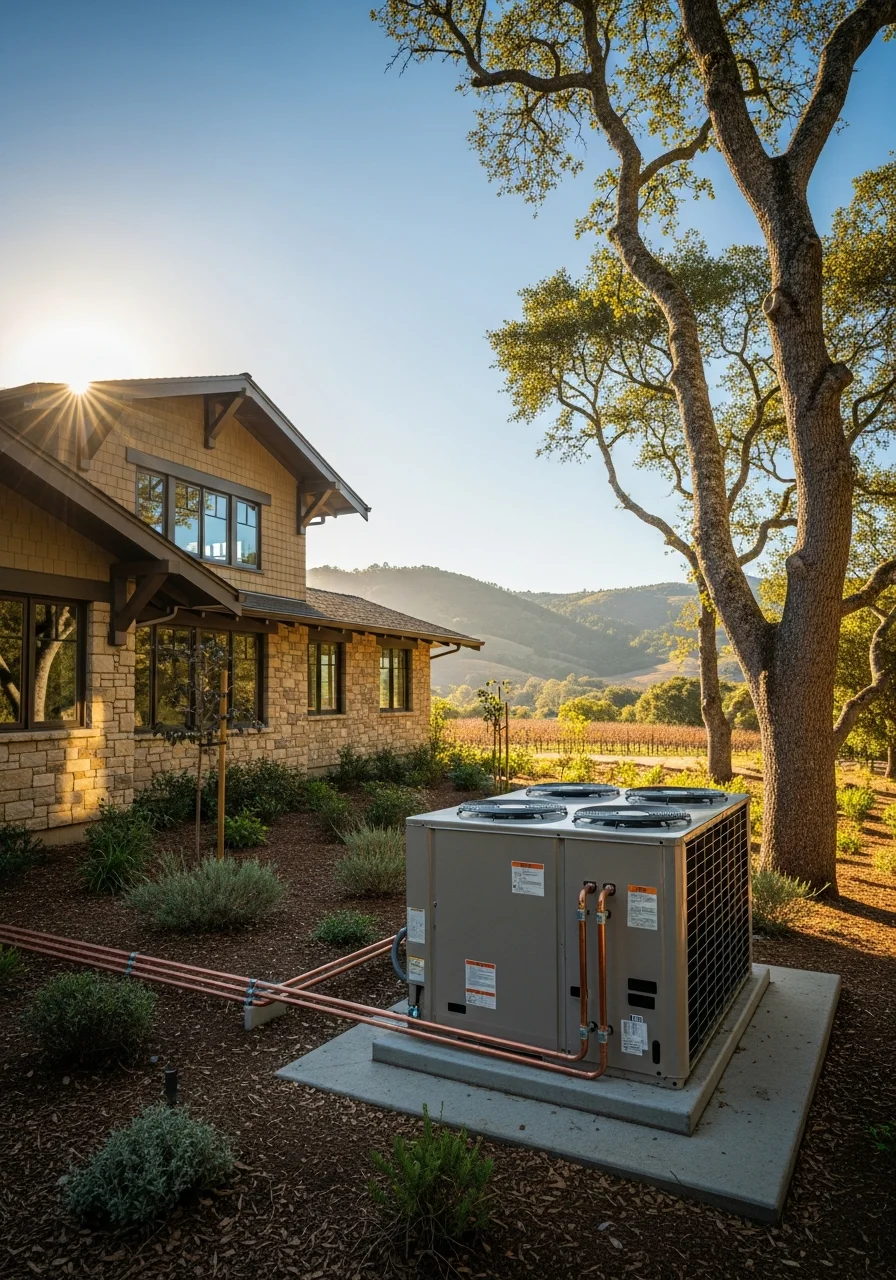 Healdsburg property exterior showing quality construction with wine country landscape and natural surroundings.